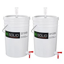 U.S. Solid 2-Pack Plastic Fermenter Fermenting Bucket with Spigot and Airlock 6.5 Gallon, 1