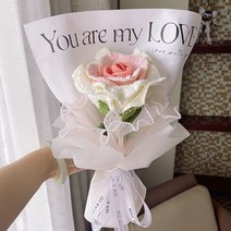 제이에치제이 diy 코바늘 손뜨개 꽃다발 장미 만들기, 핑크, 1개