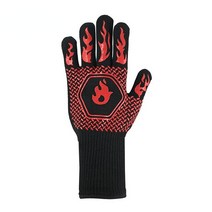 소방장갑 방화장갑 내화성 가열 베이킹 요리 전자 레인지 바베큐 Barbacoa 주방 오븐 그릴 장갑 2 피스, 01 Fire red_01 M