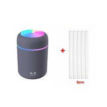 책상용가습기 소형 초음파 무중력 휴대용 샤오미 300ml 전기 가습기 아로마 오일 디퓨저 USB 쿨 미스트 분무기 다채로운 밤 빛으로, [04] Grey and 5 Filters
