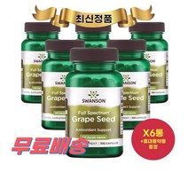 최신정품 Swanson 풀 스펙트럼 그레이프 시드 380mg 100정 6통 스완슨 Grape Seed +휴대용약통 별도증정, 6개