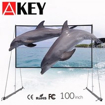 AKEY-120/100/60 인치 빛 방지 프로젝터 스크린 16:9 반사 패브릭 홈 시어터 ALR 4K 1080P LED/DLP, 03 100 인치