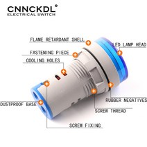 정밀계측기 22MM 라운드 AC50-500V 0-99Hz 디지털 디스플레이 주파수 미터 신호 램프 표시 등 파일럿 hertz, 01 Round Small_05 White