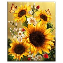 FASEN diy보석십자수 캔버스 형액자 세트 40cm x 50cm, AYW-10해바라기
