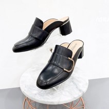 여성 스퀘어 가죽 유링장식 쿠션5cm블로퍼12H00863E