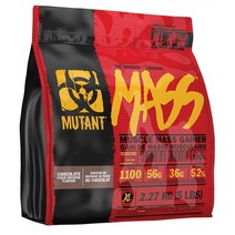 MUTANT 뮤탄트 매스 게이너 단백질 프로틴 파우더 가루 초콜릿 퍼지 브라우니 Mass Protein gainer 2.27kg, 1세트