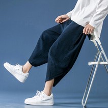 에씨오 남녀공용 7부 지지미 밴딩 배기팬츠 / 시어서커 편한바지