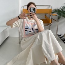 여자 유니크 나염 프린팅 라운드넥 플레어 롱원피스