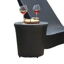 아르아르 라탄 썬베드 비치 수영장 펜션 의자, 티테이블_블랙 (강화유리 포함/ 의자X)