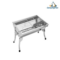 (캠핑플렉스) 플렉스 그릴 접이식 스테인레스 바베큐그릴 야외용 캠핑화로대 BBQ 용품 숯불그릴 화로대, 001. 플렉스 그릴 S(기본형)