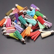 20PCS 38mm 혼합 색상 스웨이드 술 열쇠 고리 DIY 쥬얼리 악세사리, mix