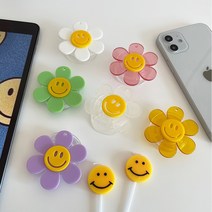 귀여운 알록달록 스마일 꽃 그립톡 블라썸 스마트톡 갤럭시 아이폰, 핑크