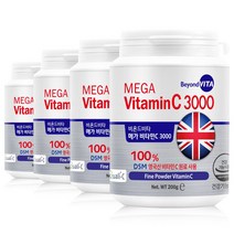 비욘드비타 메가 비타민C 3000 파인파우더 200g DSM 영국산 원료 수입완제품, 800g(200g x 4통)