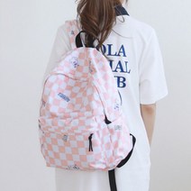 cocomim 체커보드 캐주얼 패션 백팩 학생 책가방