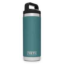 YETI 램블러 18온스 진공 단열 보틀 스테인리스 스틸 트리플홀 캡 포함 화이트, River Green