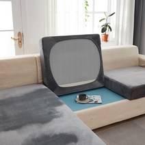 탄성 벨벳 소파 좌석 쿠션 커버 플러시 의자 커버 코너 소파 커버 가구 Seater 소파 커버 거실, 밝은 회색, L자형