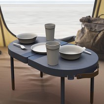 MITA 미타 캠핑 접이식 피크닉테이블(블루) +식기세트