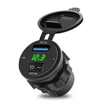 측량 검측빠른 충전기 QC3.0 USB 소켓 12V 24V 자동차 콘센트 방수 전압 표시 Voltmeter, 02 Green Light