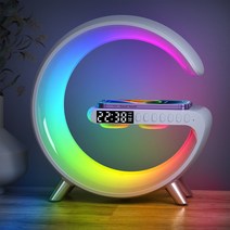KOFEEGO 6 in 1 15W 고속 무선 충전기 블루투스 스피커 무드등 알람 LED 디스플레이, 화이트, 1개