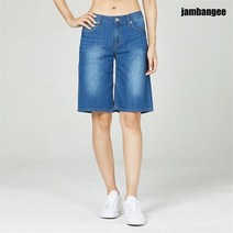 잠뱅이 여성 쿨맥스 캣 엠보 시와 워싱 와이드 핏 5부 데님 AJ2DL582-MB