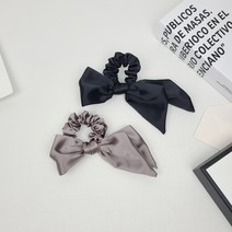 무이토린다 [2개 세트] 페미닌 새틴 언발 리본 곱창머리끈
