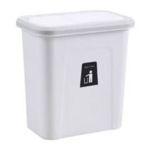 구디푸디 벽걸이 뚜껑형 화장실 휴지통 대 + 브라켓 세트, 1개, 화이트 색상