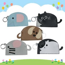 [채아트] 가죽공예 동물동전지갑, 블랙고양이
