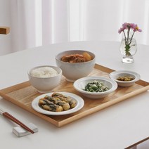 모리 감성 1인 식기세트 6P 2color 택1 / 혼밥 그릇세트 가정식, 크림화이트