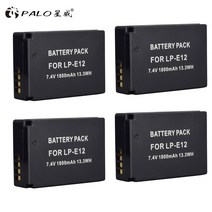 PAL LP-E12 lpe12 1800mAh 카메라 배터리 + LCD USB 고속 충전기 캐논 M100D 키스 x7 반란군 SL1 ES M50 DS, 04 4pcs