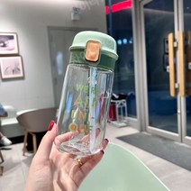 Yongneng 플라스틱 공장 Duomeiduo 공장 직접 판매 플라스틱 물 컵 학생 컵 차 컵 귀여운 소녀 컵 휴대용, 초록, 520ml
