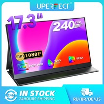 휴대용 포터블 모니터 UPERFECT 240 Hz 휴대용 모니터 PC HDMI C 타입 17 인치 1920x1080 풀 HD IPS 스크, 03 미국 플러그