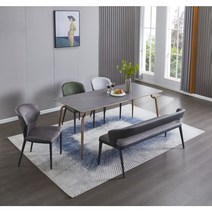 ﻿텐디까사 그레이 6인용세라믹 식탁 세트(의자포함), 1ea