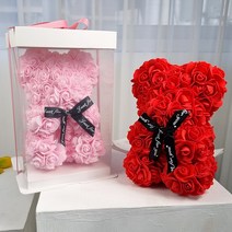 장미 곰돌이 로즈베어 플라워 기념일 생일 선물, 핑크