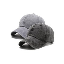 PFFY 2팩 빈티지 워싱 처리된 야구 모자 골프 아빠 남성 여성용, Black+grey, 2