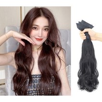 셀프붙임머리가발3pcs벨크로똑딱이헤어피스 여자똑딱이붙임머리 웨이브펌가발 유튜버가발, 브라운