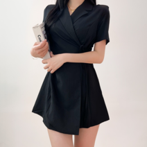 투디 린넨 카라 반팔 리본 랩원피스 4컬러