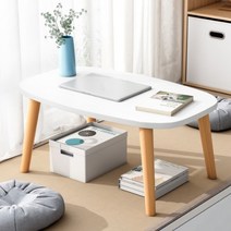 타원형 느티나무 테이블 (60cm) (화이트), 상세 참조