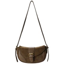 빈티지 스웨이드 여성 숄더백 독특한 반원형 가방