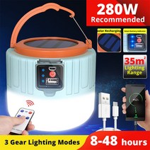 베어본즈랜턴 280w 태양 램프 led 램프 충전식 에너지 ​​절약 ip6 방수 라이트 캠핑 강력한 전원 은행 원격 제어, 001