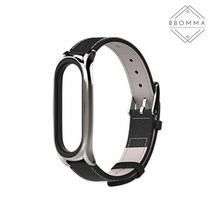 뽀마 미밴드 3 & 4 가죽 스트랩 plus, 실버 + 블랙, 1개