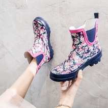 꽃 비 여성 레인부츠 남성 커플 장화 헌터 숏 오리지널 플레이 여름 여자 어그 롱