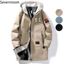 Sevenmoon 남성 루즈핏 트렌치 코트 겨울 롱 후드 점퍼206