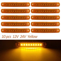 스카니아 10pcs 9 smd 라이트 타원형 정리 트레일러 24v 트럭 트럭 마커 호환, 노란색