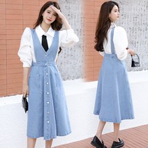 봄/여름 데님 스트랩 스커트 여성용 소매없는 드레스