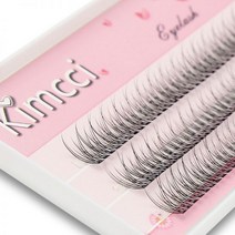 Kimcci프리미엄 밍크 개별 더브테일 속눈썹 확장 120 개 자연 3D 클러스터 전문 메이크업 플레어, D, 0.07mm, 12mm