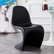 판동의자 플라스틱 캐주얼의자 식기의자 S타입 디자이너 임스체어, T01-블랙
