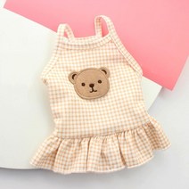 (BND-S11) 끈나시 원피스 강아지옷 조끼 봄옷 여름옷 올인원 애완견 용품 겨울옷, 베이지_XL