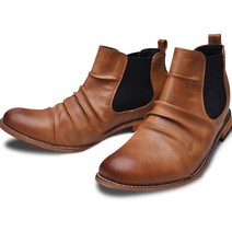 [MERLIN] 7CM UP 시크릿 부츠 드레이프 사이드 고어 쇼트 부츠 챠카 부츠 워크 부츠 공식 신발 신발 (25.5 브라운)