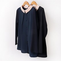 빅사이즈사랑해요 B528L111 르네카라배색블라우스 BG