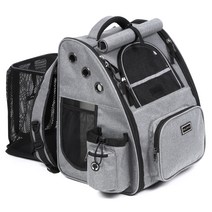 DELLEPICO 애완 동물 배낭 애완견 개 고양이 배낭 확장 버전 캐리 백 애완 동물 집 캐리 접이식 소형 개 작은 동물 여행 통원 재난 피난 3 색 (밝은 회색 확장 유형)